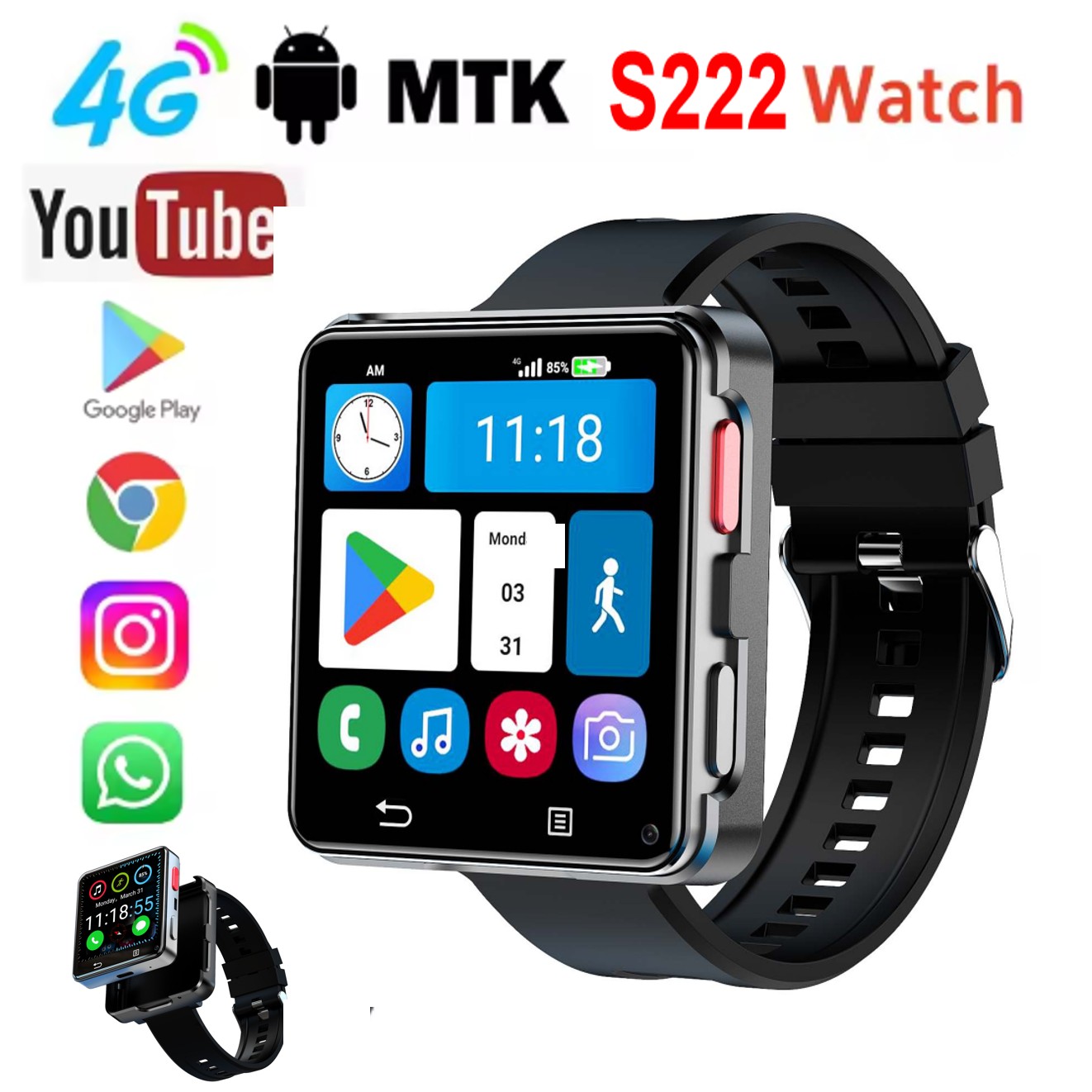 S222 Smart Watch 4G SI-M Card  - Smartwatch I Watches recension och pris